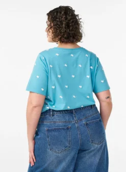 T-Shirt aus Bio-Baumwolle mit aufgestickten Motiven