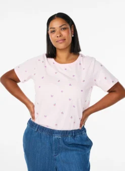 T-Shirt aus Bio-Baumwolle mit aufgestickten Motiven