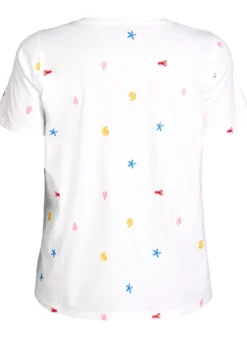 T-Shirt aus Bio-Baumwolle mit aufgestickten Motiven