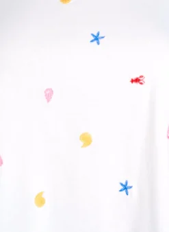T-Shirt aus Bio-Baumwolle mit aufgestickten Motiven