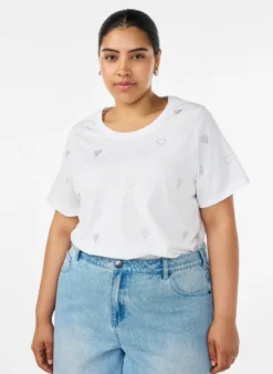 T-Shirt aus Bio-Baumwolle mit Herzen