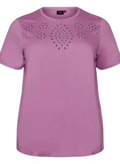T-Shirt aus Bio-Baumwolle mit Lochstickerei