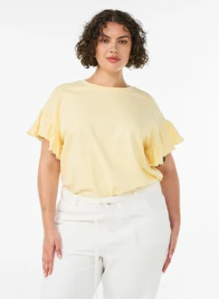T-Shirt aus Bio-Baumwolle mit Rüschenärmeln