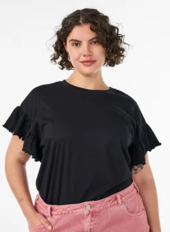 T-Shirt aus Bio-Baumwolle mit Rüschenärmeln