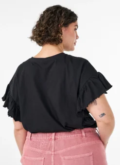 T-Shirt aus Bio-Baumwolle mit Rüschenärmeln