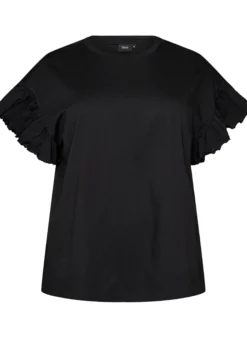 T-Shirt aus Bio-Baumwolle mit Rüschenärmeln
