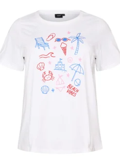 T-Shirt aus Bio-Baumwolle mit Strand-Print
