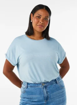 T-Shirt aus Viskose mit Glitzerstreifen
