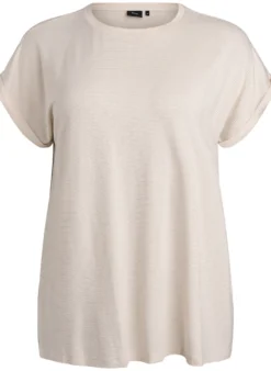 T-Shirt aus Viskose mit Glitzerstreifen