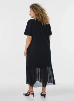 T-Shirt-Kleid mit transparentem Mesh-Saum