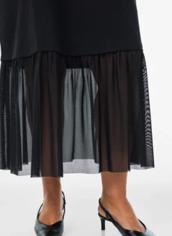 T-Shirt-Kleid mit transparentem Mesh-Saum