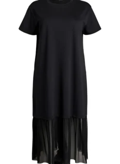 T-Shirt-Kleid mit transparentem Mesh-Saum
