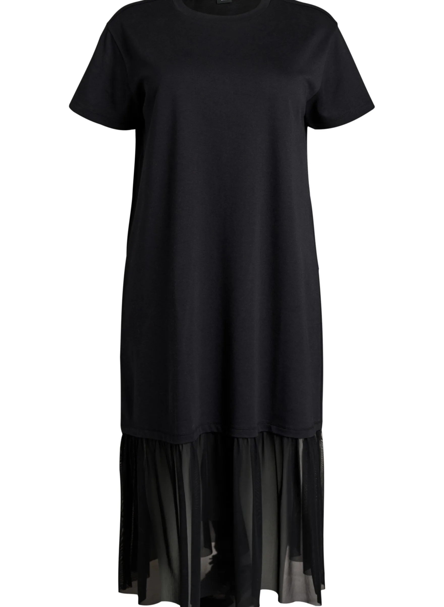 T-Shirt-Kleid mit transparentem Mesh-Saum