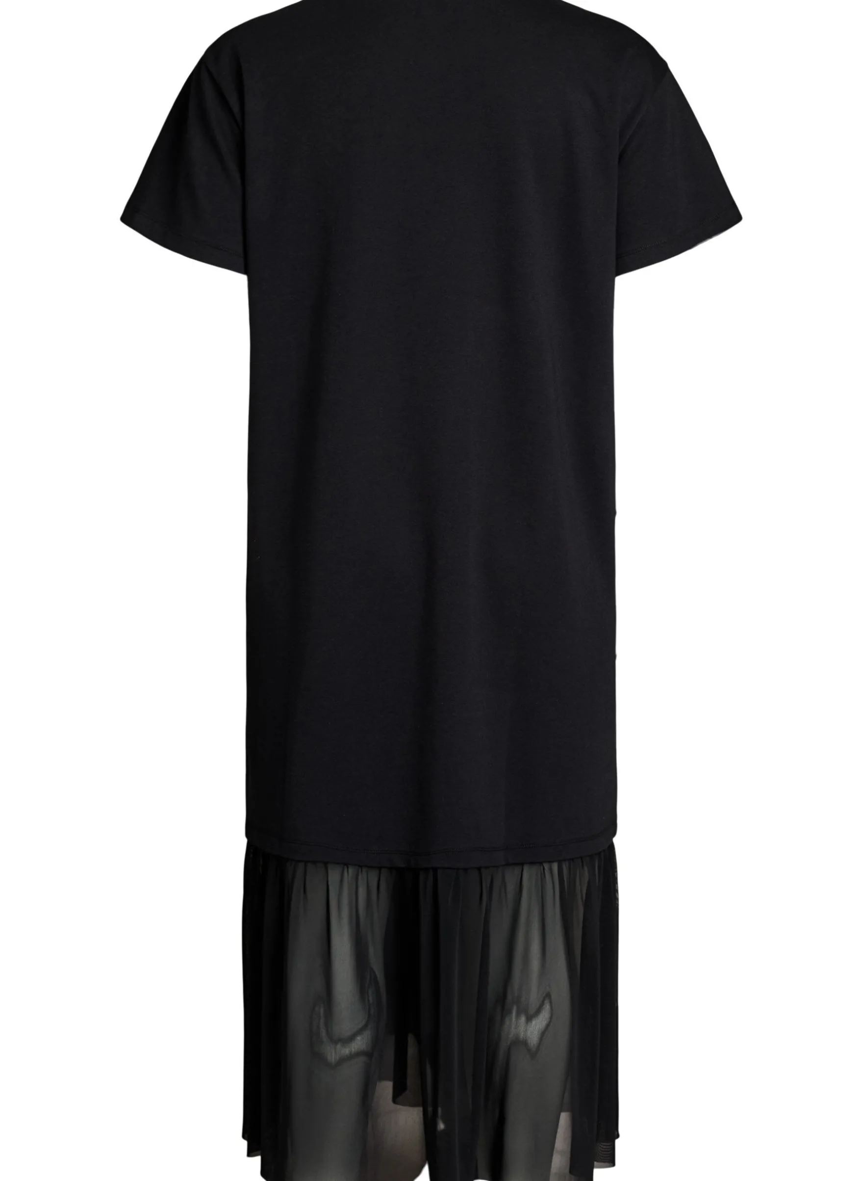 T-Shirt-Kleid mit transparentem Mesh-Saum