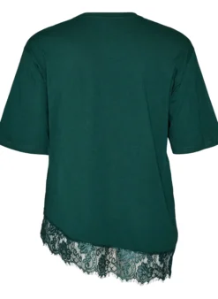 T-Shirt mit asymmetrischem Spitzensaum