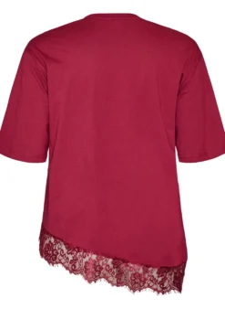 T-Shirt mit asymmetrischem Spitzensaum
