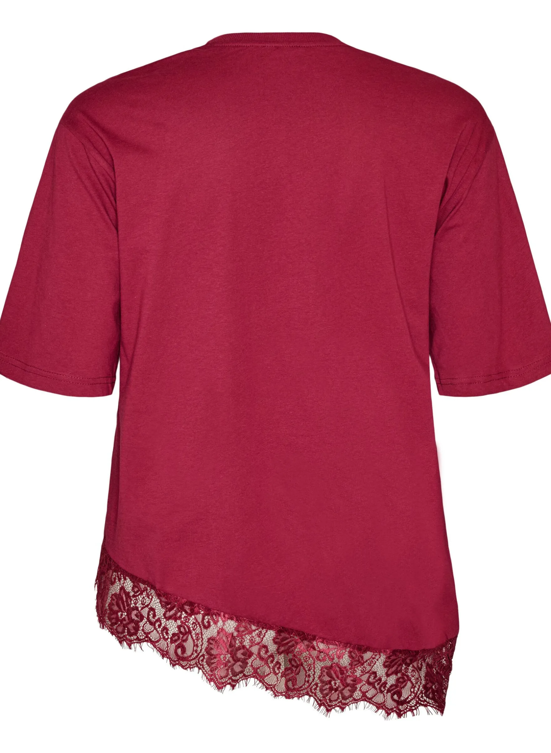 T-Shirt mit asymmetrischem Spitzensaum