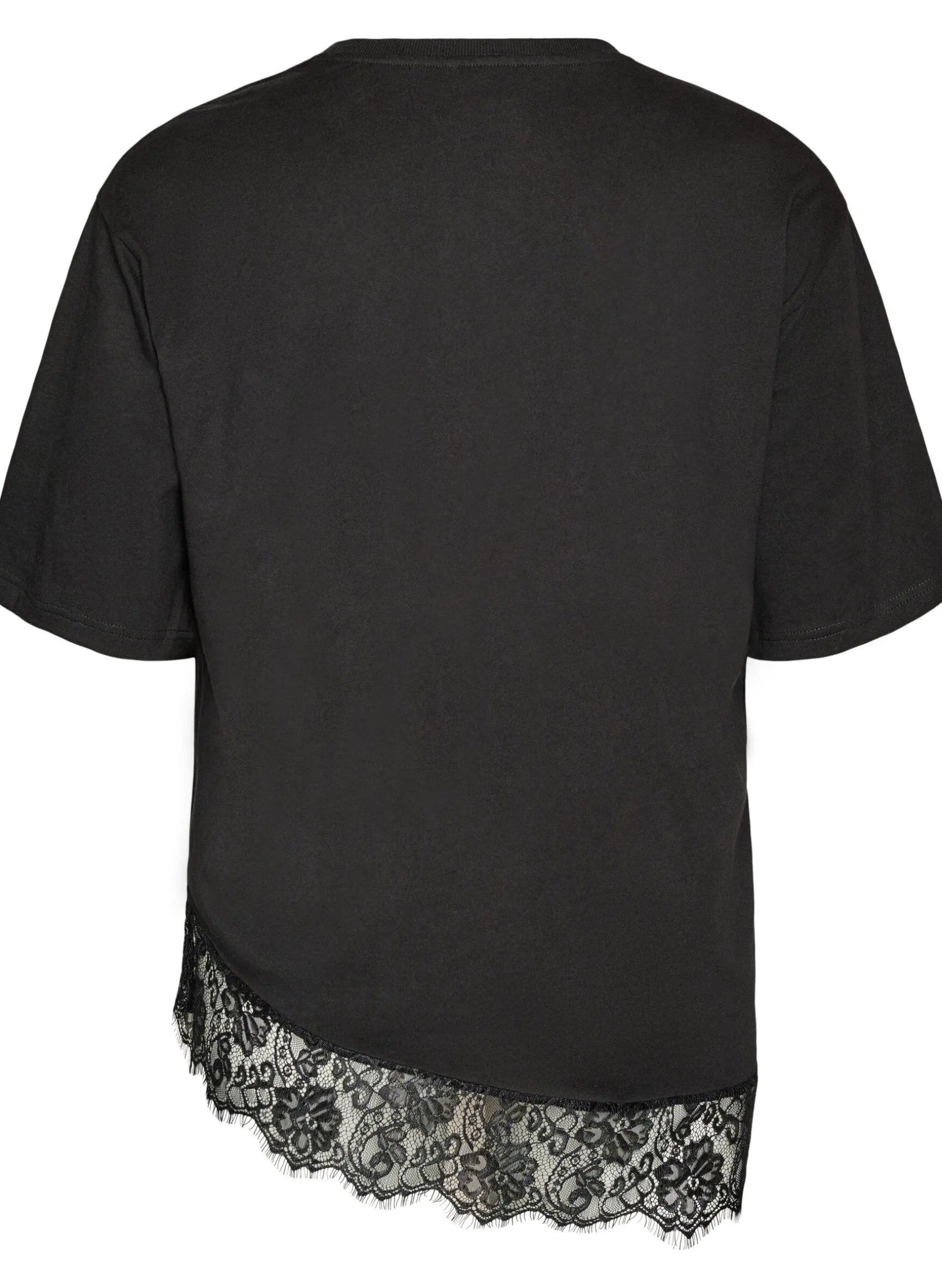 T-Shirt mit asymmetrischem Spitzensaum