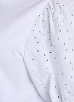 T-Shirt mit Ärmeln in Broderie Anglaise