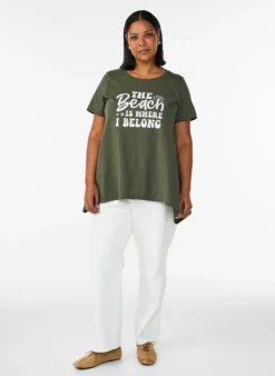 T-Shirt mit Rundhalsausschnitt und A-Linie