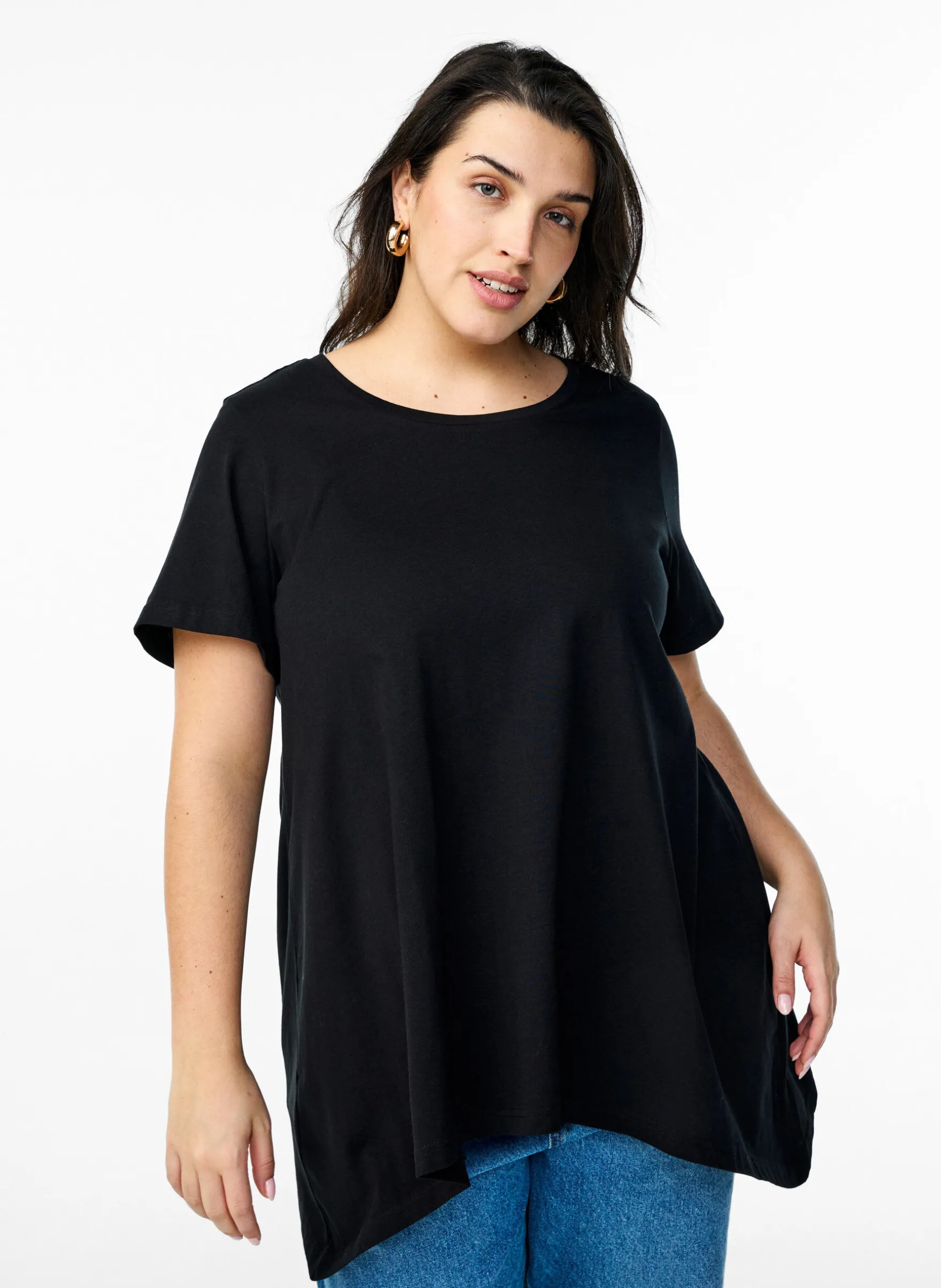 T-Shirt mit Rundhalsausschnitt und A-Linie