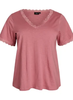 T-Shirt mit Spitzenkante