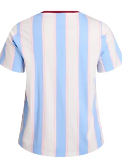 T-Shirt mit Streifen und Textprint