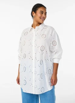 Tunika aus Baumwolle mit Broderie Anglaise