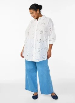 Tunika aus Baumwolle mit Broderie Anglaise
