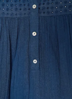 Tunika aus Baumwollmusselin mit Broderie Anglaise