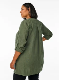 Tunika aus Baumwollmusselin mit Broderie Anglaise