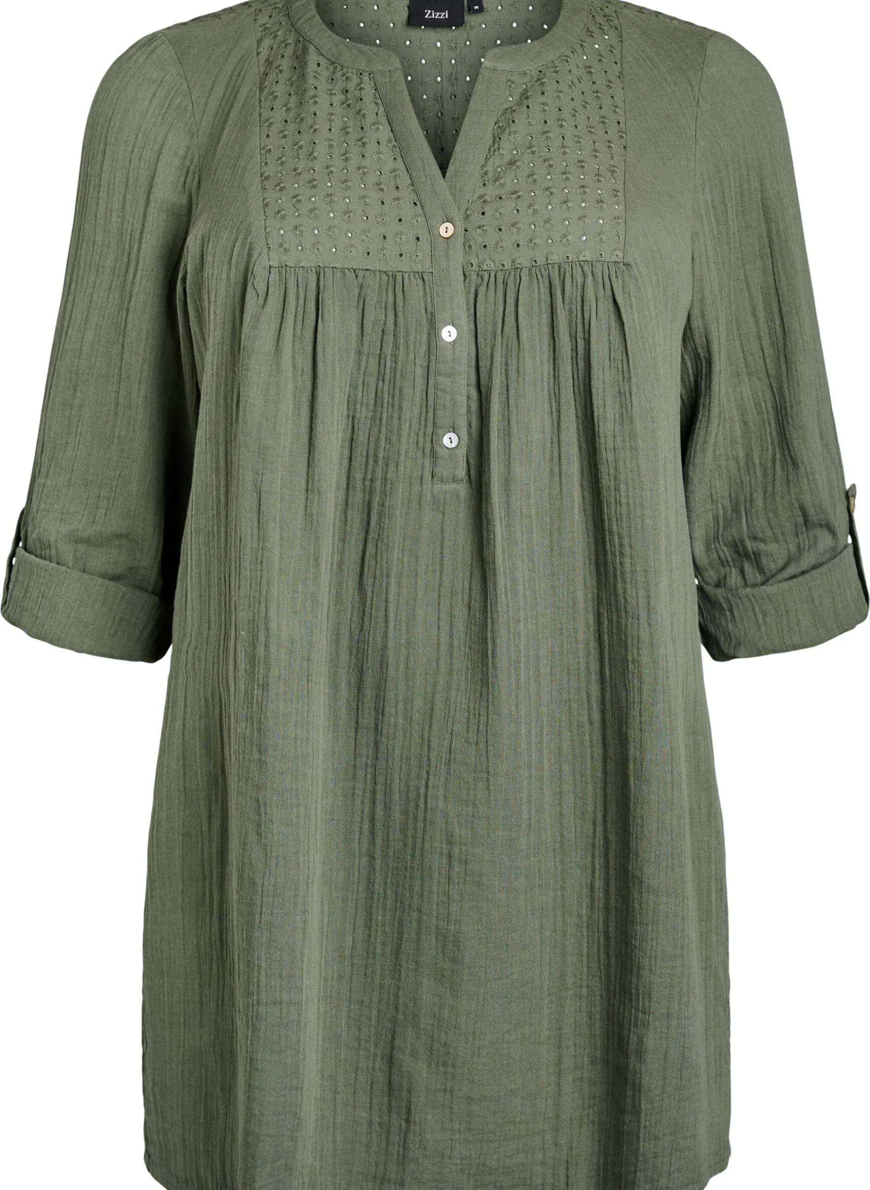 Tunika aus Baumwollmusselin mit Broderie Anglaise