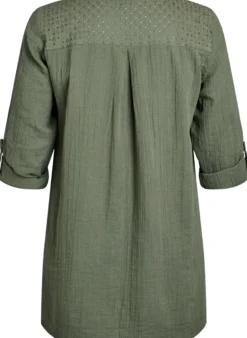 Tunika aus Baumwollmusselin mit Broderie Anglaise