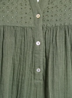 Tunika aus Baumwollmusselin mit Broderie Anglaise