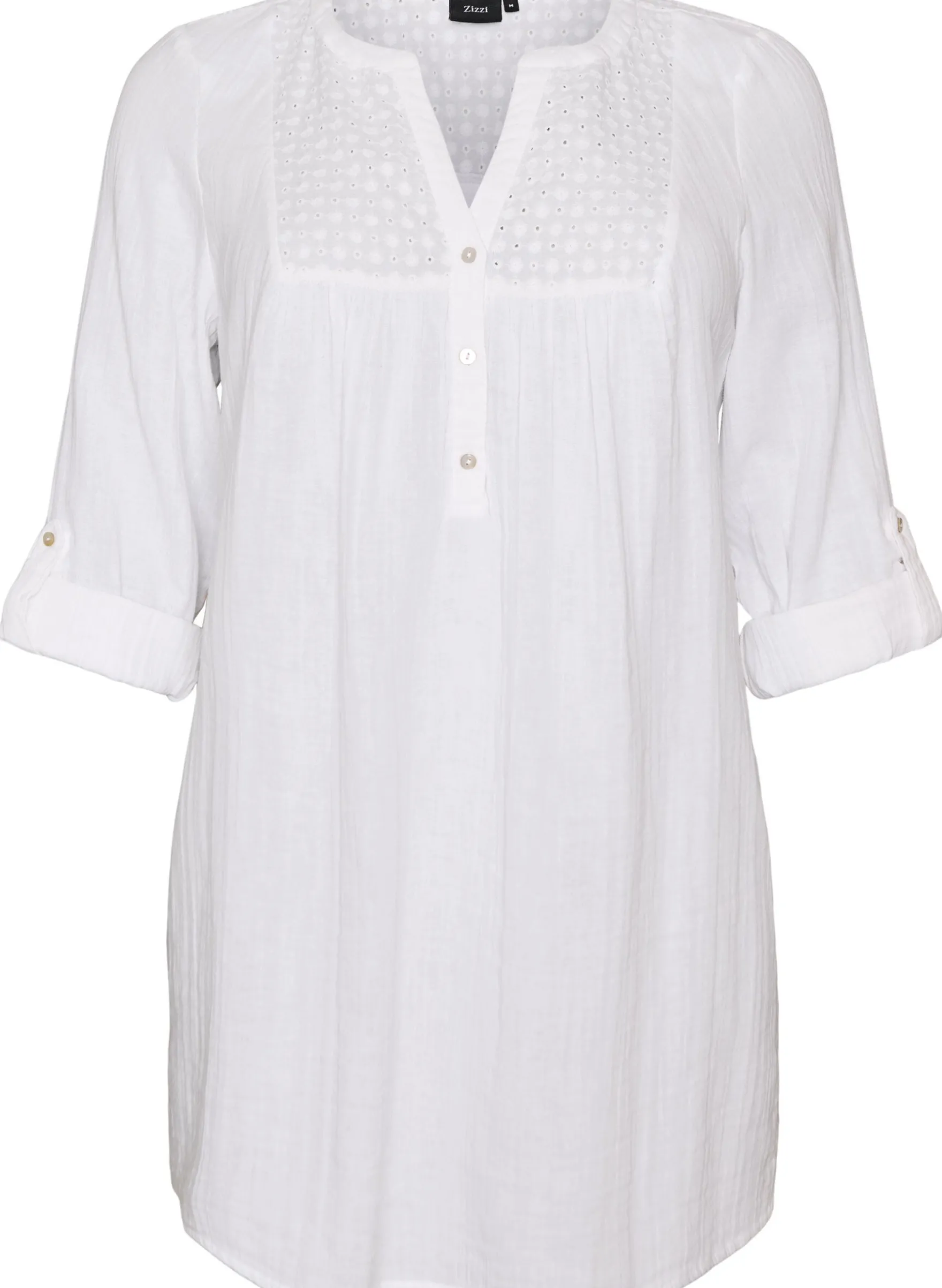 Tunika aus Baumwollmusselin mit Broderie Anglaise