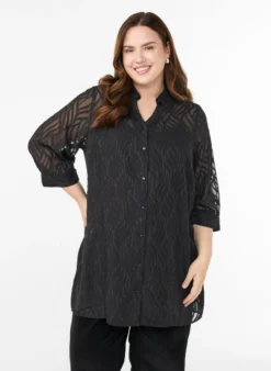 Tunika aus Chiffon mit Strukturmuster
