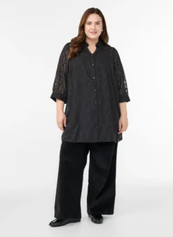 Tunika aus Chiffon mit Strukturmuster