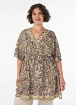 Tunika aus Viskose mit Paisley-Print und Bindeband