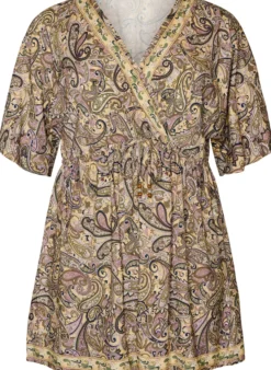 Tunika aus Viskose mit Paisley-Print und Bindeband