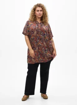 Tunika aus Viskose mit Paisleymuster und kurzen Ärmeln
