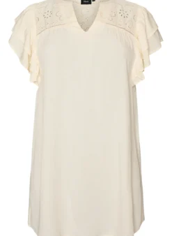 Tunika mit Broderie Anglaise und Rüschenärmeln