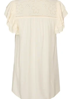 Tunika mit Broderie Anglaise und Rüschenärmeln