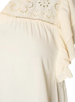 Tunika mit Broderie Anglaise und Rüschenärmeln