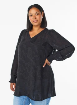 Tunika mit Paisley-Muster und langen Ärmeln