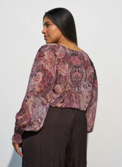 Tunika mit Paisleymuster und gesmokten Ärmelbündchen