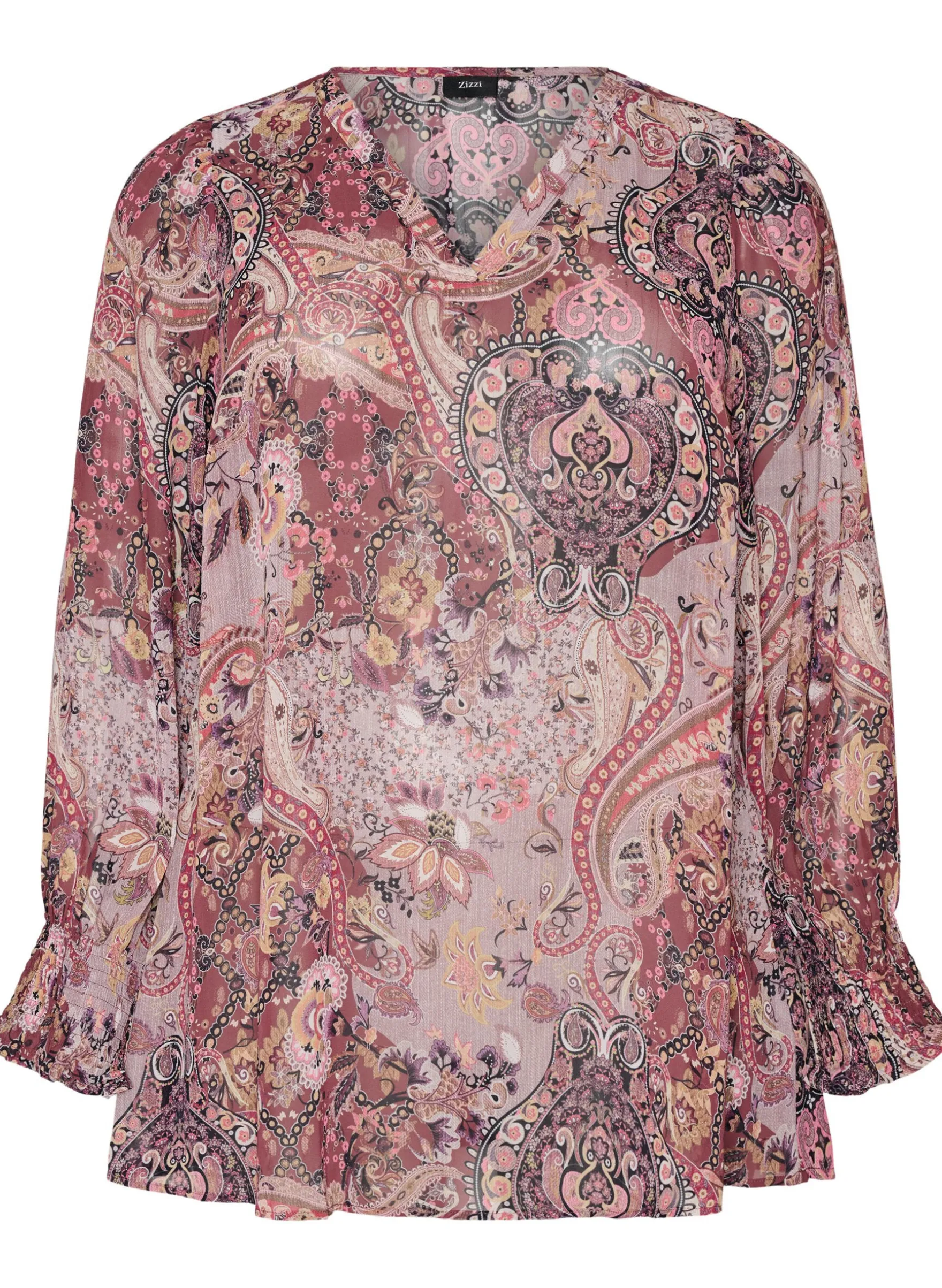 Tunika mit Paisleymuster und gesmokten Ärmelbündchen