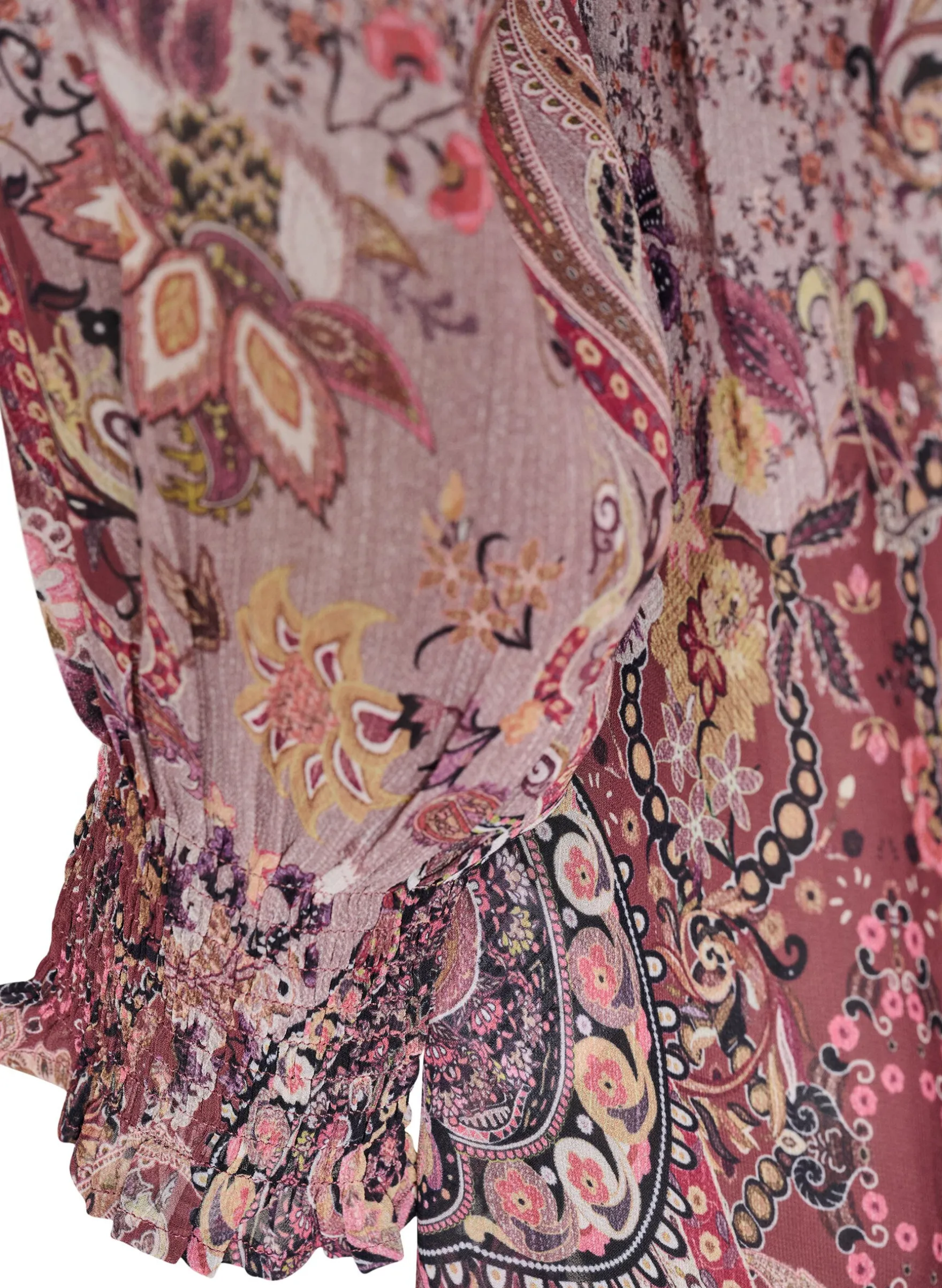Tunika mit Paisleymuster und gesmokten Ärmelbündchen
