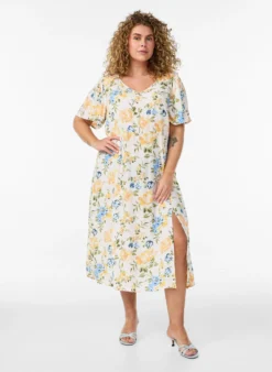 Viskose-Midikleid mit Blumenprint