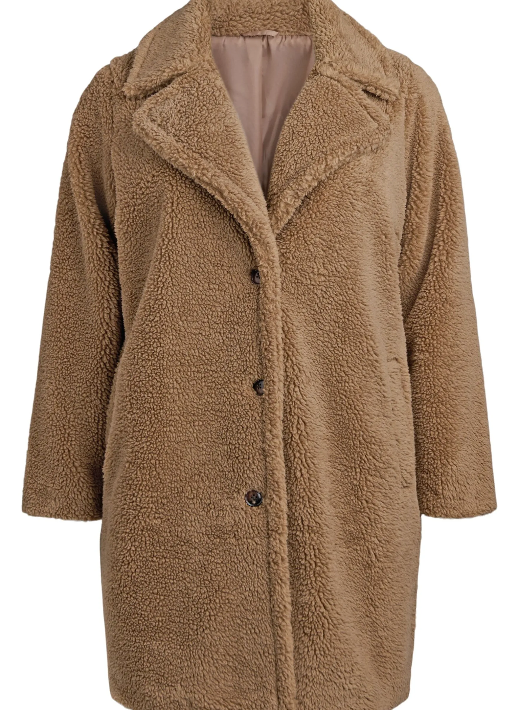 Weiche Teddyjacke mit Knöpfen und Kragen