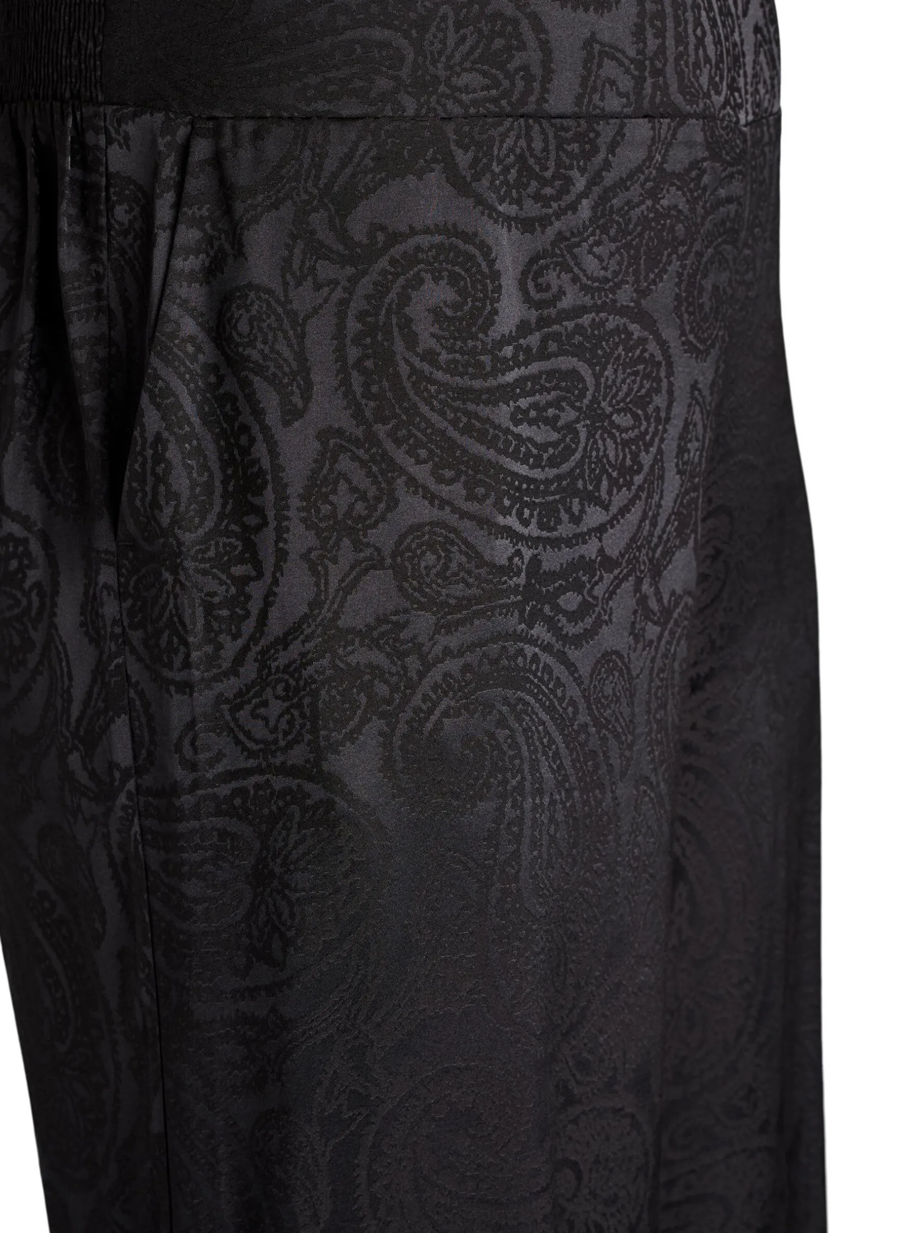 Weite Hose mit Paisleymuster und hoher Taille